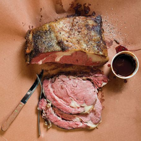 Smoked Prime Rib With Peach-Chipotle Sauce