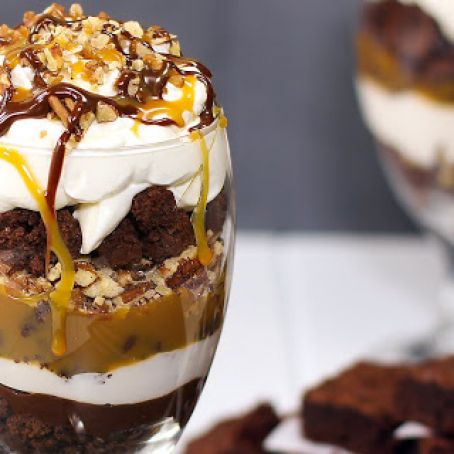 Double Chocolate and Caramel Turtle Trifle