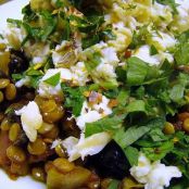 Lentil Puttanesca with Salmon