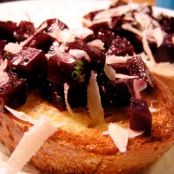 Roasted Beet and Parmigiano Bruschetta