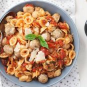 Mini Mozzarella Stuffed Turkey Zucchini Meatball Orrechiette