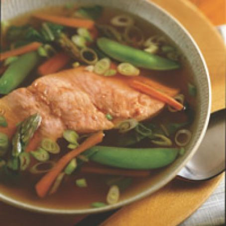 Miso Soup With Asparagus And Broiled Salmon