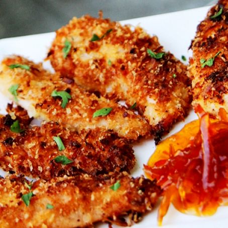 Coconut Chicken Tenders with Honey Marmalade Dipping Sauce