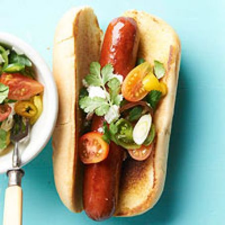 Lime Beer-Braised Salsa Dogs