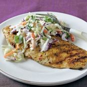 Jerk Rubbed Catfish with Spicy Cilantro Slaw