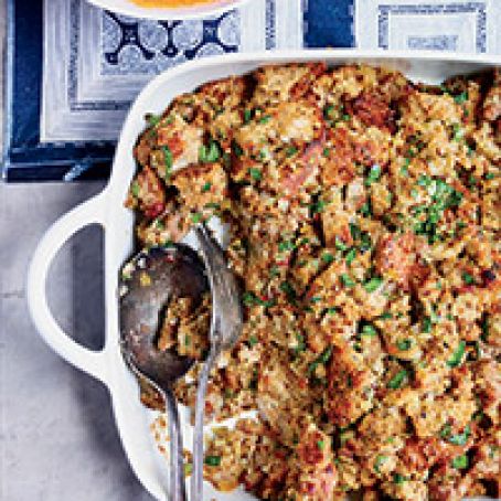 Multigrain Bread Stuffing with Sausage and Herbs