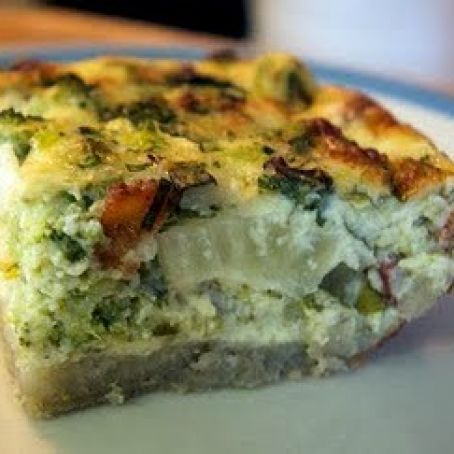 Bacon-Broccoli Quiche with a Grain-free potato crust