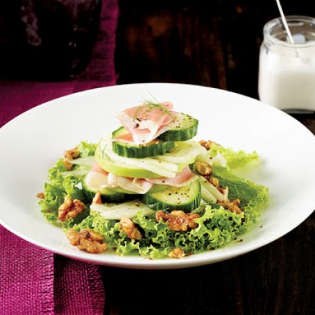 Apple-fennel salad with prosciutto & walnuts