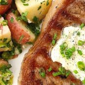 Grilled Steaks with Garlic Chive Butter and French-Style Potato Salad