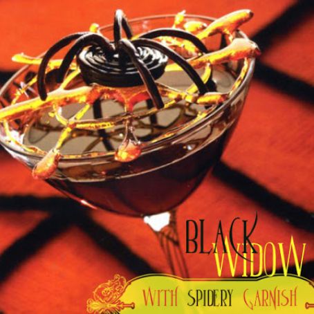 Black Widow Martini with Spidery Garnish
