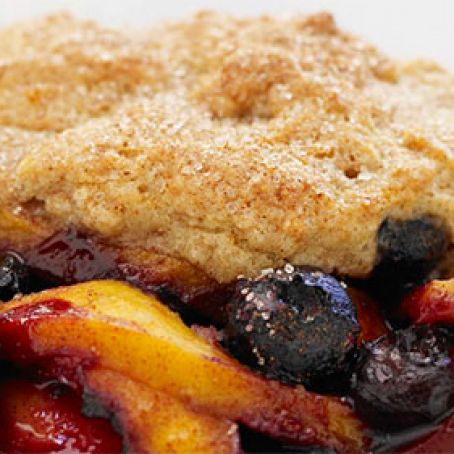 Peach Blueberry Cream Cheese Cobbler