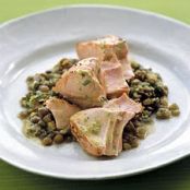 Baked Salmon with lentils