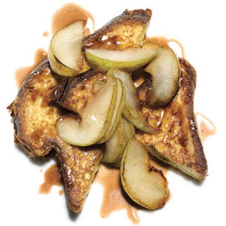 French Toast with Pears and Pomegranate Sauce