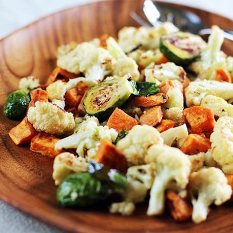 Vegetables: Roasted Winter Vegetables with Miso-Lime Dressing