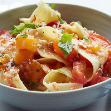 Pappardelle with Tomatoes, Almonds and Parmesan