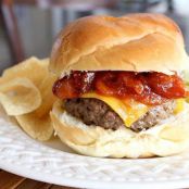 Steakhouse Cheddar Burger with Warm Bacon BBQ Sauce