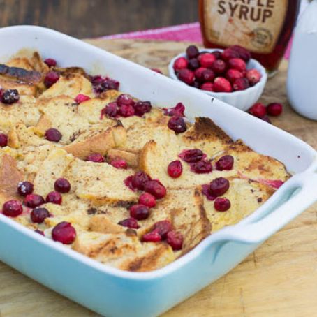 Eggnog French Toast Bake with Cranberries - Spicy Southern Kitchen
