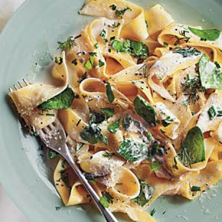 Pappardelle with Baby Spinach, Herbs, and Ricotta