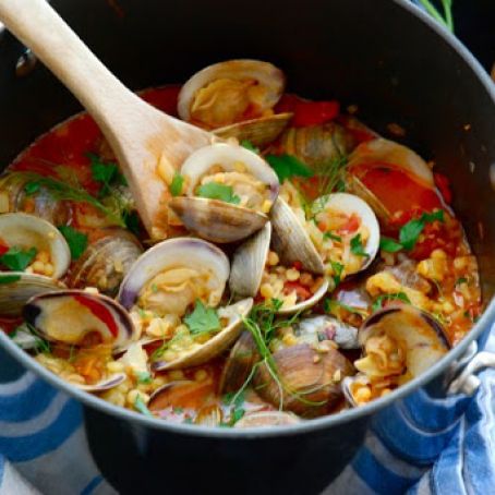 Clam and Fregola Soup with Fennel and Tomatoes