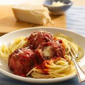 Cheese-Stuffed Meatballs and Spaghetti