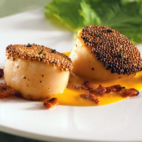 MUSTARD CRUSTED SCALLOP w/MELON SAUCE