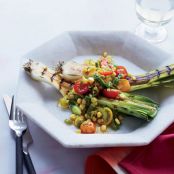 Grilled Leeks with Leek-Tomato Salad and Citrus Dressing