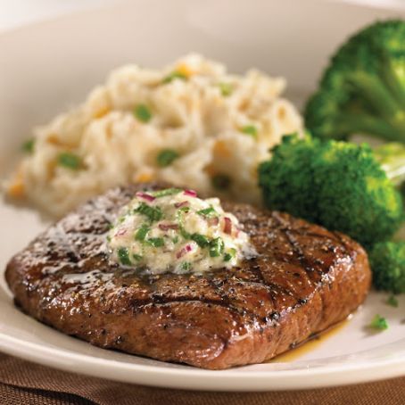 Flat Iron Stead with herb butter