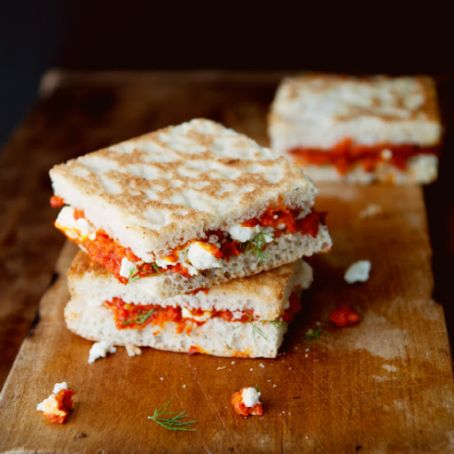 Melty Feta and Roasted Red Pepper Sandwiches
