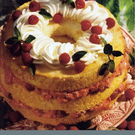 Creamy Raspberry-Filled Angel Cake