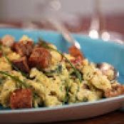 Creamy Scrambled Eggs with Dill Havarti with Country Ham and Buttery Toasted Croutons