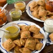 Toasted Cheese Ravioli and Orange Salsa Verde Dipping Sauce