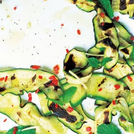 courgette salad with mint, garlic, red chilli, lemon and extra virgin olive oil