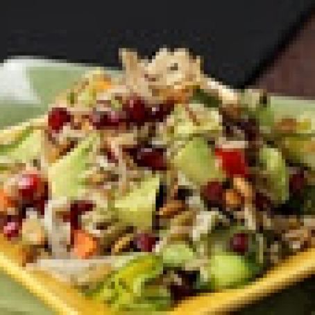 Chilean Avocado, Wild Rice and Pomegranate Salad Over Quick-Pickled Zucchini Ribbons
