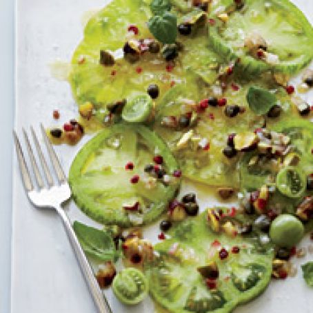 Green Tomatoes with Pistachio Relish