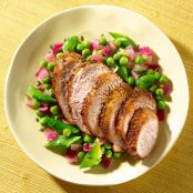 Spice-Rubbed Pork Tenderloin with Spring Mixed Pea Salad