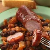 Slow-Cooker Barbecued Beans and Polish Sausage