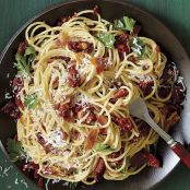 Spaghetti with Tomato Conserva, Pancetta, and Pecorino
