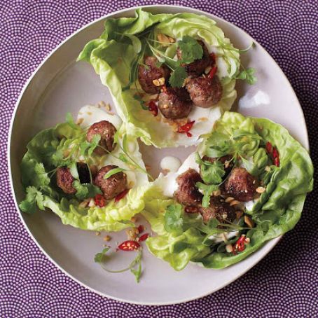 Mini Asian Meatballs in Lettuce Cups