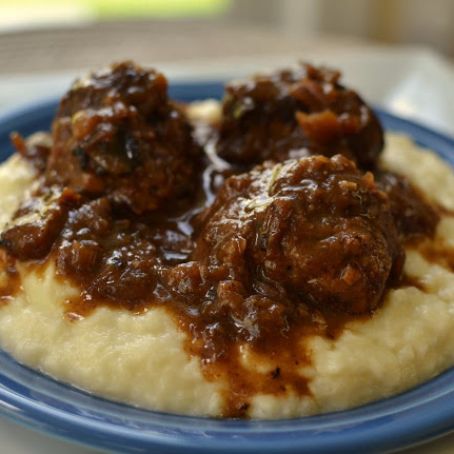 French Onion Meatballs & Smashed Cauliflower