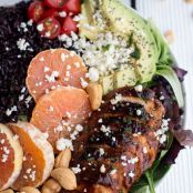 Black Rice Salad Bowls with Chipotle Orange Chicken, Cashews + Feta