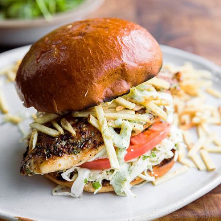 Grilled Chicken with Creamy Jalapeno Mayo & Cilantro Slaw