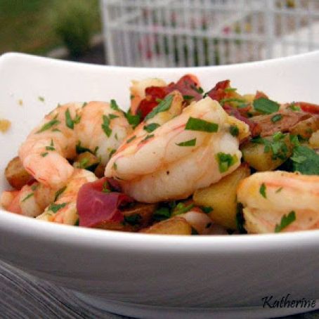 Shrimp Roasted with Potatoes & Prosciutto