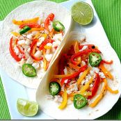Sauteed Tilapia Tacos with Grilled Peppers and Onion
