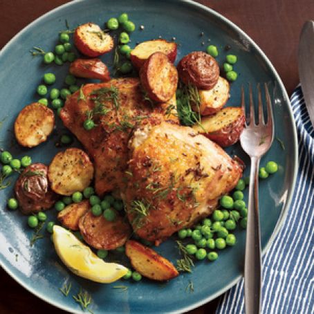 Herb-Roasted Chicken With Potatoes and Peas