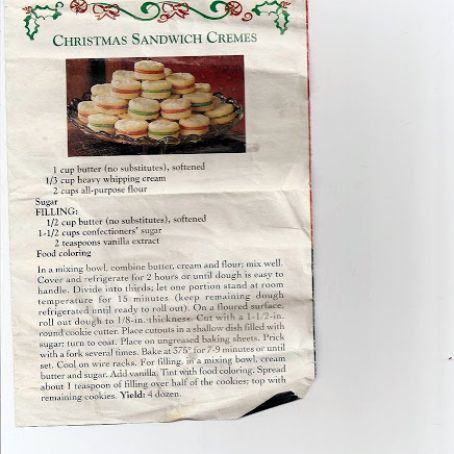 Christmas sandwich creme cookies