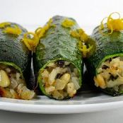 Zucchini Stuffed with Pinenuts and Herbed Basmati Rice