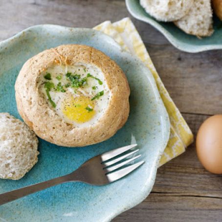 Eggs Baked in Bread Bowls