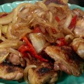 Broiled Chicken Thighs with Fennel, Onions, and Roasted Red Peppers