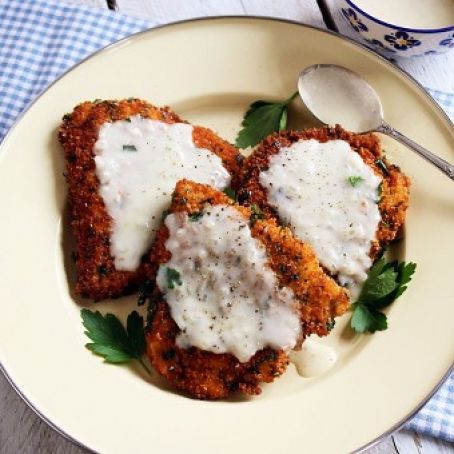 Crunchy Chicken Cutlets with Buttermilk Gravy