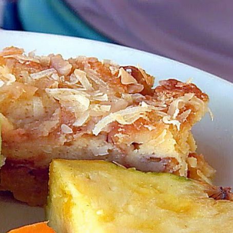 Haupia Macadamia Nut Bread Pudding
